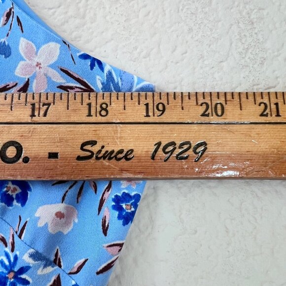 Blue Mixed Floral Print Halter Asymmetric Midi Dress with Pockets Women Size 12 - Picture 7 of 15